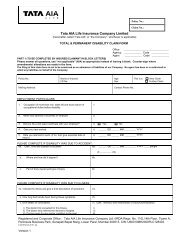 Total and Permanent Disability Claim Form - Tata AIA Life Insurance