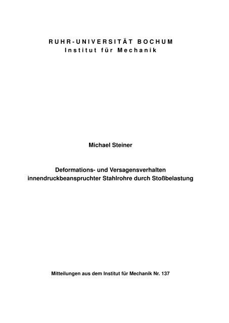 UNIVERSIT ¨ATBOCHUM I nstitutf ¨ur M echanik Michael Steiner ...