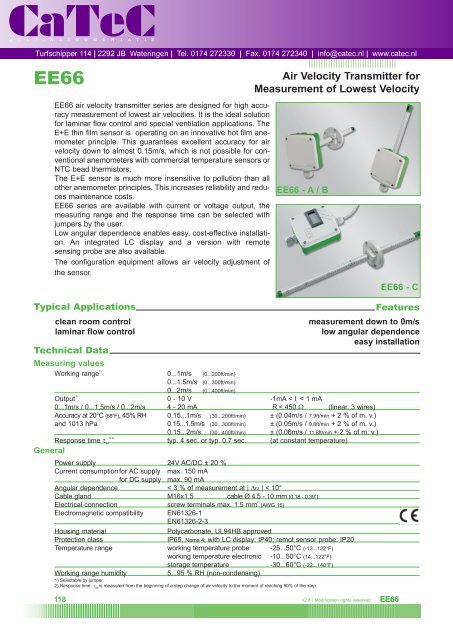 Air Velocity Transmitter for Measurement of Lowest Velocity