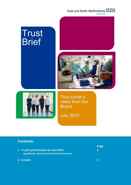 The latest edition of Trust Brief - East and North Herts NHS Trust