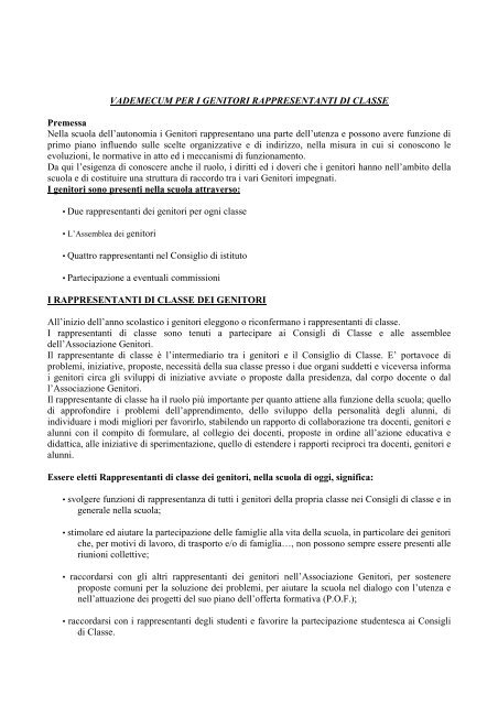 Vademecum rappresentanti di classe