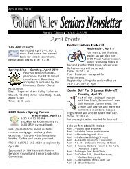 Seniors Newsletter - April & May 2009 - City of Golden Valley