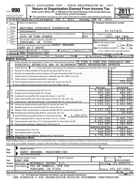 Form 990 - National Psoriasis Foundation