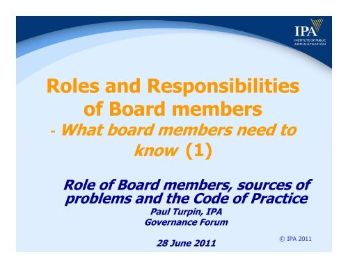 Roles And Responsibilities Of Board Members Governance Forum