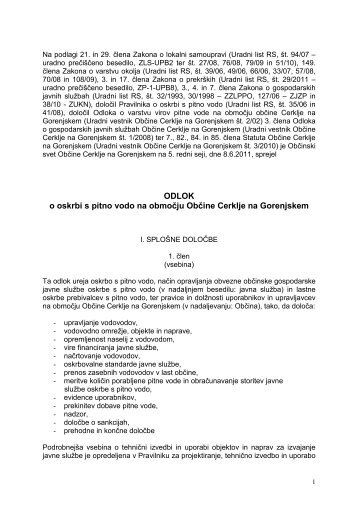 ODLOK o oskrbi s pitno vodo na območju Občine Cerklje ... - Cerklje.si