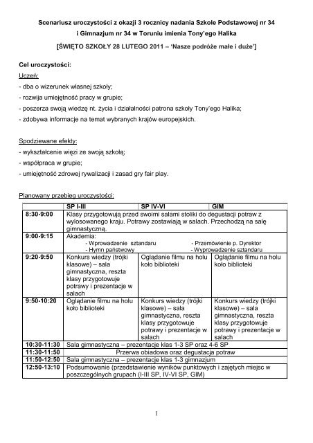 1 Scenariusz uroczystoÅci z okazji 3 rocznicy nadania Szkole ...