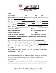 Paramedic Application Form - College of Health - University of Utah