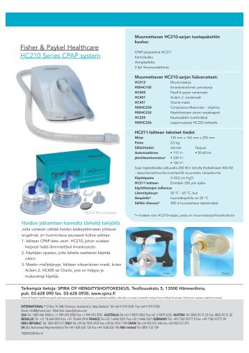 Fisher & Paykel Healthcare HC210 Series CPAP system - Spira