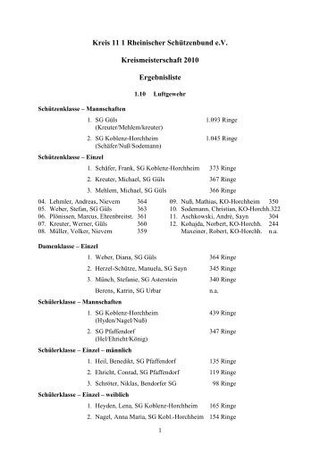 2010 - Kreismeisterschaft Kreis 1 11 - Schuetzenkreis111-koblenz.de