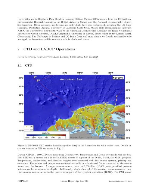 NBP09-01 Cruise Report - British Oceanographic Data Centre
