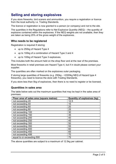 Information for traders about explosives and fireworks - East Sussex ...