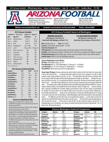 ARIZONA WILDCATS #16 WASHINGTON HUSKIES - University of ...