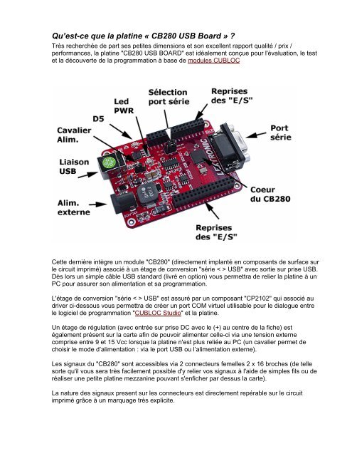 Manuel utilisation "CB280 USB Board" - Lextronic