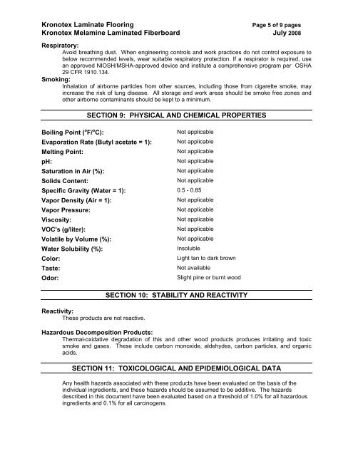 Material Safety Data Sheet - Formica Flooring