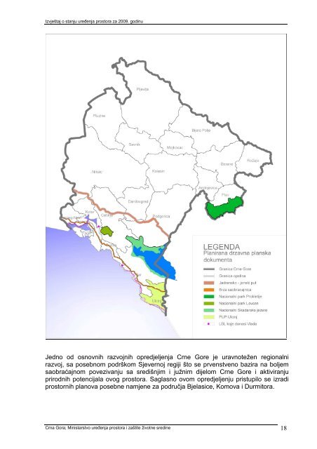 IzvjeÅ¡taj o stanju ureÄenja prostora za 2009. godinu - Vlada Crne Gore