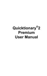 Quicktionary 2 Premium User Manual - WizCom Technologies Ltd
