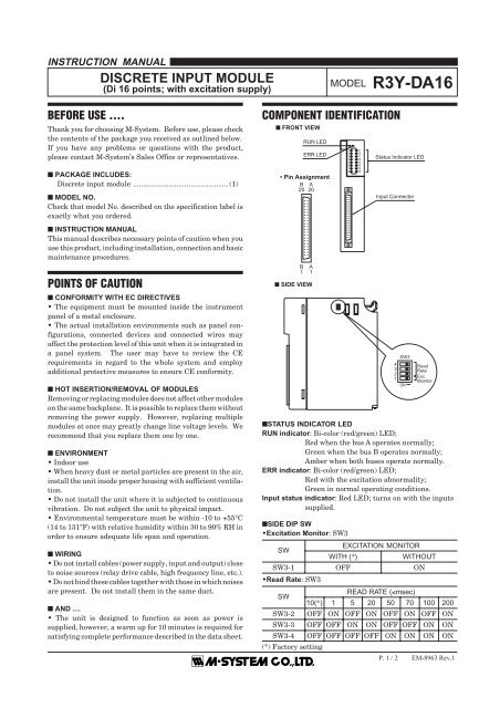 Instruction Manual - M-System