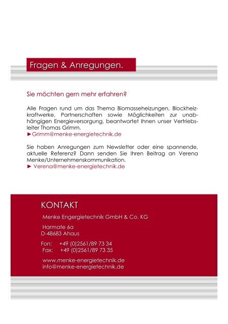 BIOMASSE BRINGT WATT. - Menke Energietechnik GmbH & Co. KG