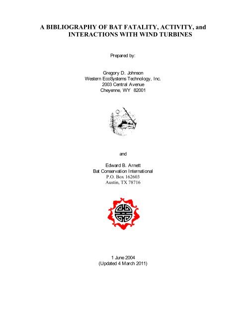 A BIBLIOGRAPHY OF BAT FATALITY, ACTIVITY, and ...