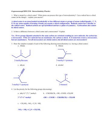 Stereochemistry Worksheet