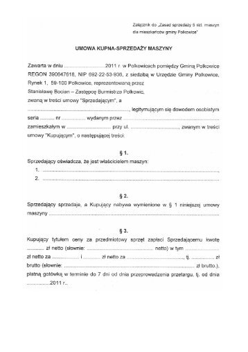UMOWA KUPNA-SPRZEDAŻY MASZYNY