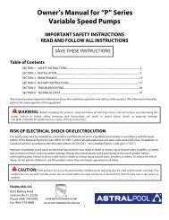 Owner's Manual for P-Series Pumps - Astral Pool USA