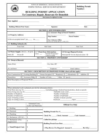 Building Permit Application - Town of Merrimac