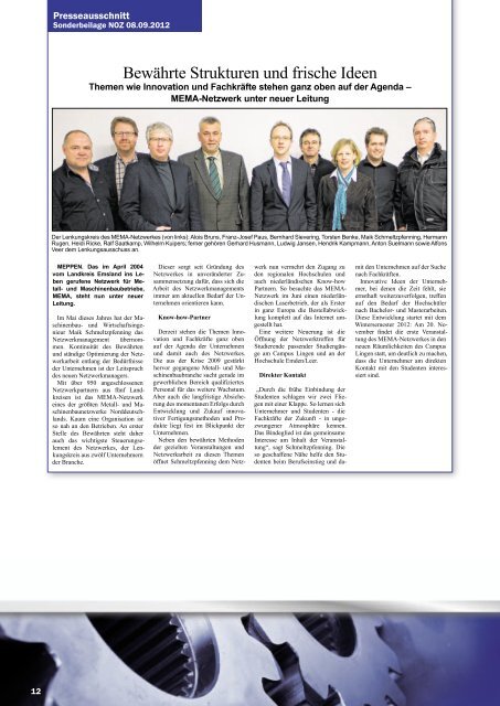 MEMA-Newsletter 4/2012 - Landkreis Emsland