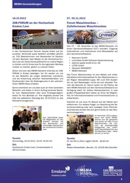 MEMA-Newsletter 4/2012 - Landkreis Emsland