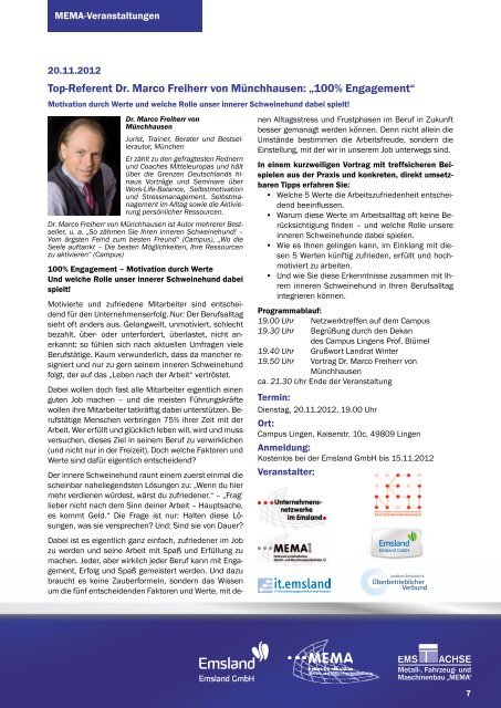 MEMA-Newsletter 4/2012 - Landkreis Emsland