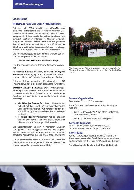 MEMA-Newsletter 4/2012 - Landkreis Emsland