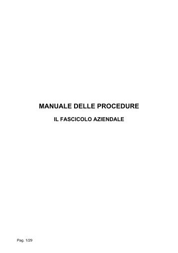 Manuale procedure - fascicolo aziendale - Portale dell'innovazione