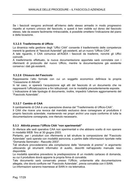 Manuale procedure - fascicolo aziendale - Portale dell'innovazione