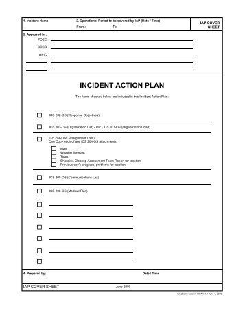 Incident Action Plan Cover Sheet