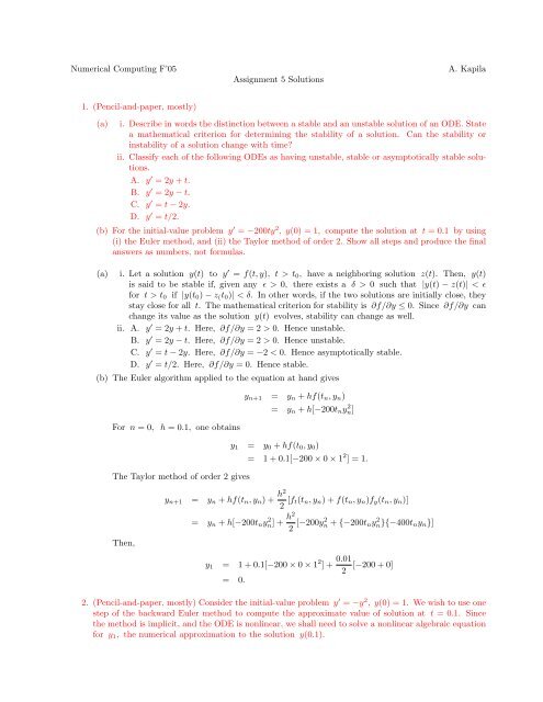 Solutions To Hw 5