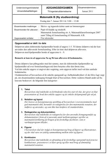 ADGANGSEKSAMEN Matematik B (Ny studieordning)