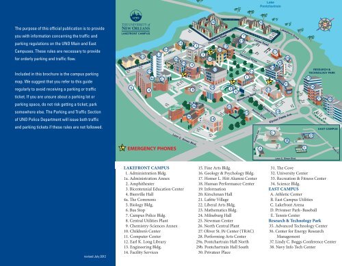 Parking and Traffic Regulations Brochure - University of New Orleans