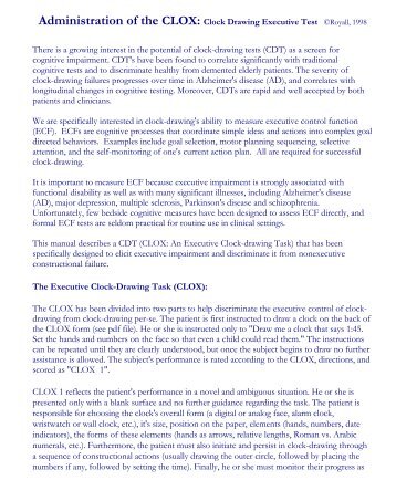 Administration of the CLOX: Clock Drawing Executive Test Â©Royall ...