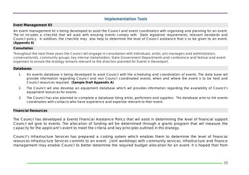 Events Strategy - Devonport City Council