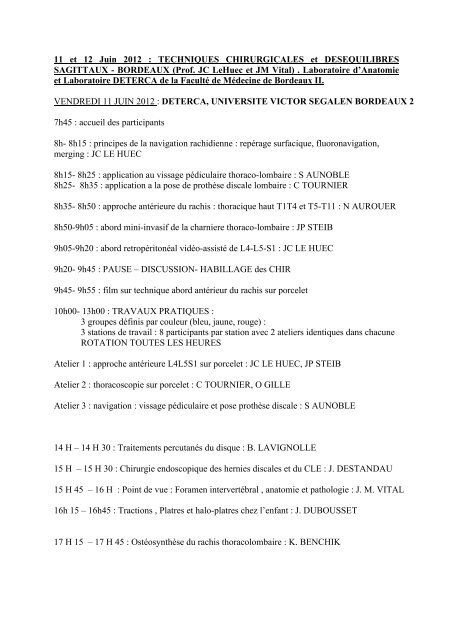 DIU de Chirurgie du rachis - UMFCS Bordeaux Segalen