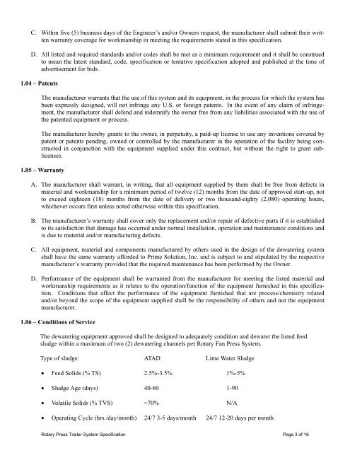 rotary press trailer system specification - The City of Titusville, Florida