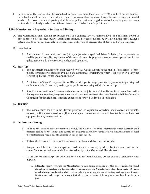 rotary press trailer system specification - The City of Titusville, Florida