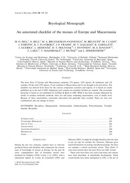 Bryological Monograph An annotated checklist of the mosses of ...