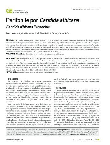 Peritonite por Candida albicans - SciELO