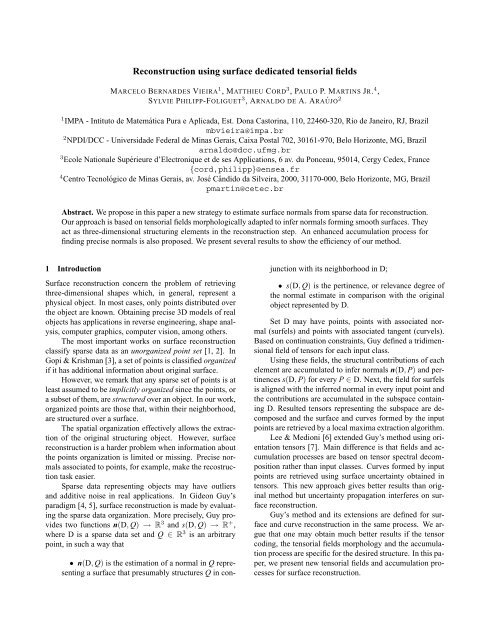 Reconstruction using surface dedicated tensorial fields - ENSEA