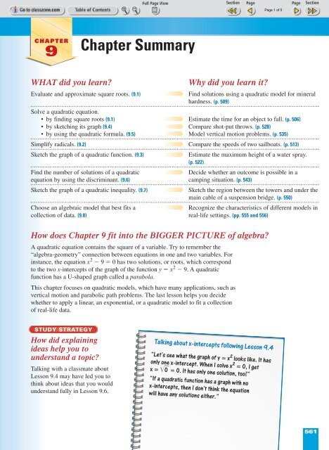 Alg 1 Ch 9 Chapter Review pg 562