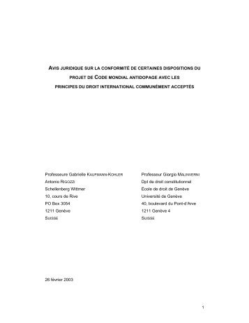 avis juridique sur la conformitÃƒÂ© de certaines dispositions du projet ...