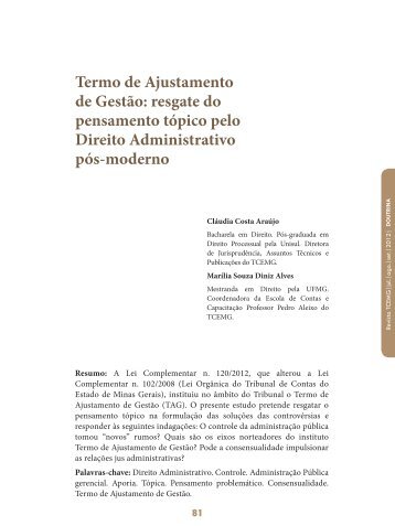 Termo de Ajustamento de GestÃ£o: resgate do ... - Revista do TCE