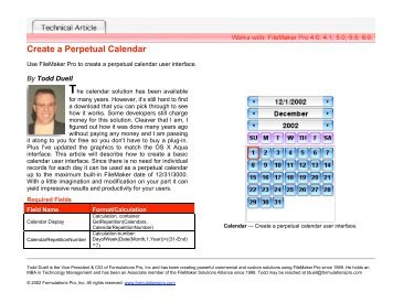 Create a Perpetual Calendar - Formulations Pro