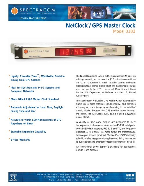 Fonetik kæmpe stor Dykker NetClockï£¨/GPS Master Clock - Spectracom